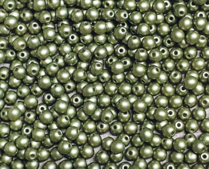 3mm Round Pastel Lime, Czech Glass, 02010-25021-50 beads
