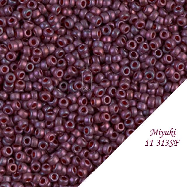 11/0 Semi Frosted Cranberry Gold Luster Miyuki Glass Seed Beads, 313SF