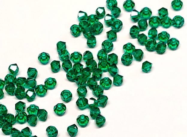 Preciosa 3mm Emerald, Crystal Bicone - 36 pieces