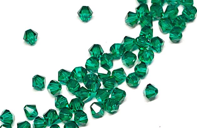 Preciosa 4mm Emerald, Crystal Bicone - 36 pieces