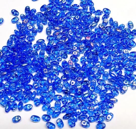 MiniDuo Sapphire AB, 2-Hole 2x4MM Czech Glass, 430060-28701-10 Grams