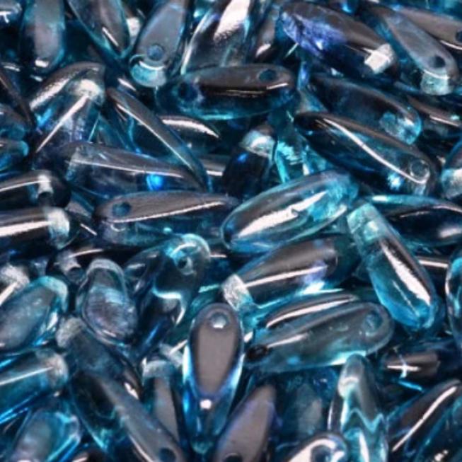 Dagger Bead Crystal Aqua Blue, Czech Glass 3X11MM, 00030-48603