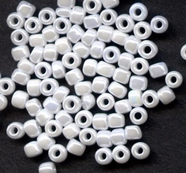 8/0 White Pearl Ceylon, Miyuki 420 Japanese Glass Seed Beads-10 Grams