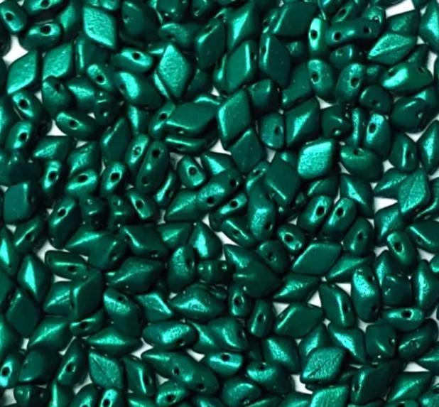 GemDuo Alucolour Emerald, 2-Hole Matubo Czech beads 8x5mm,00030-33406, 50 beads