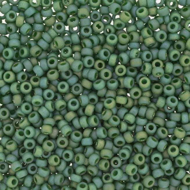 Frosted Opaque Glaze Rainbow Green, 4699 Miyuki size 11/0 Glass Seed Bead