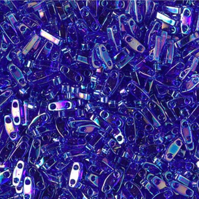 Miyuki Tila Beads-Tila, Half Tila or Quarter Tila Transparent Cobalt AB-177, 5 grams