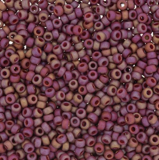 Frosted Opaque Glaze Rainbow Dark Red, 4696 Miyuki size 11/0 Glass Seed Bead, 10 grams