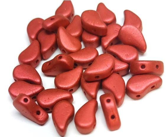 Paisley Duo Chalk Lava Red, 2-Hole Czech Glass 8x5mm, 03000-01890-30 Beads