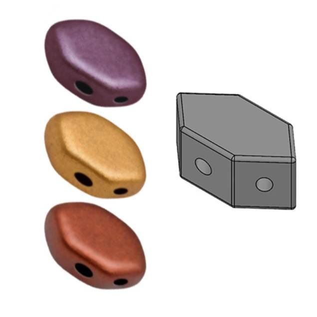 Paros® Par Puca® Yellow Gold Metallic Iris, 7 x 4mm, 60 beads