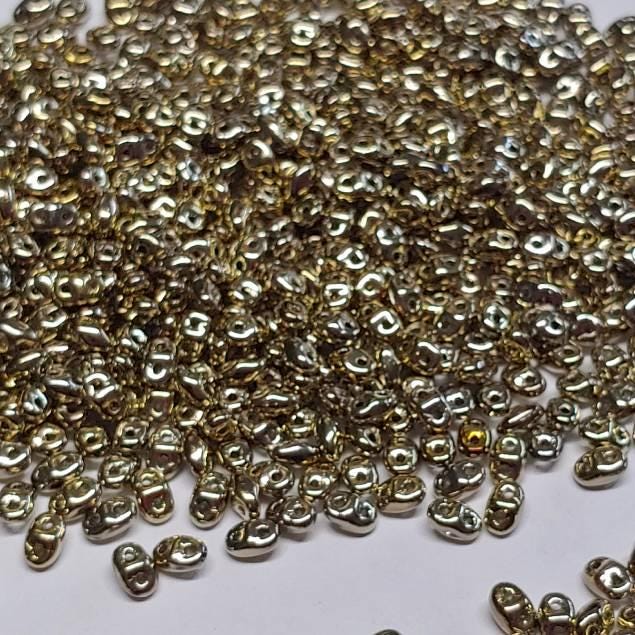 MiniDuo Crystal Full Light Amber, 2-Hole 2x4MM Czech Glass, 26440-8 Grams