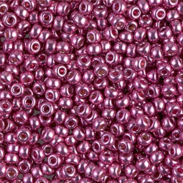 8/0 Duracoat Galvanized Miyuki Round Seed Bead, Hot Pink, 4210