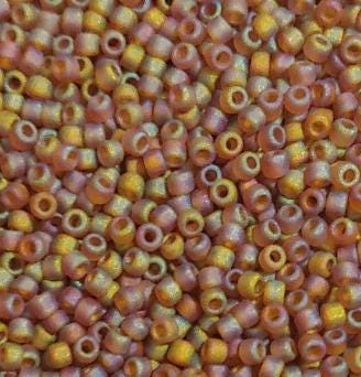 8/0 Matte Transparent Light Topaz AB, Matsuno Seed Bead 8-F257