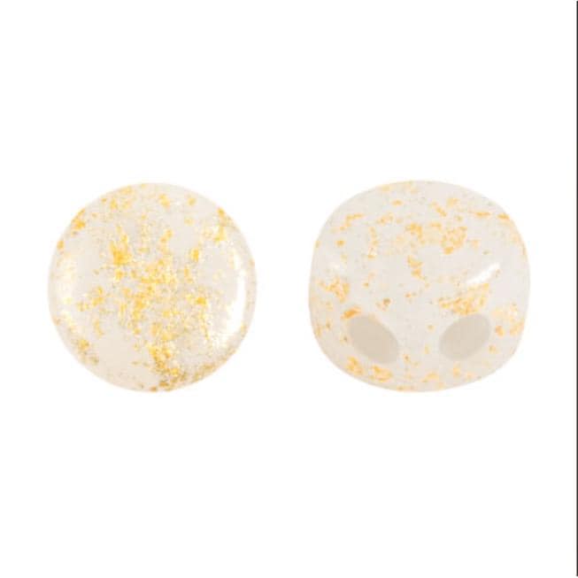 Kalos Par Puca Opaque White Splash, 2 hole - 4MM Bead, 50 beads