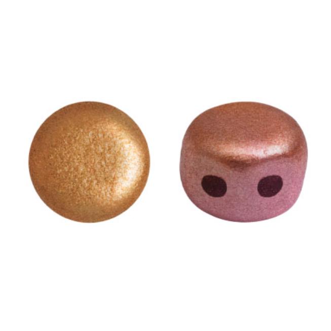 Kalos Par Puca Yellow Gold Metallic Iris, 2 hole - 4MM Bead, 50 beads-Colors are mixed in production see all pictures