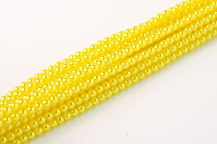 3mm Crystal Pearl Yellow-Round, Czech Glass Beads