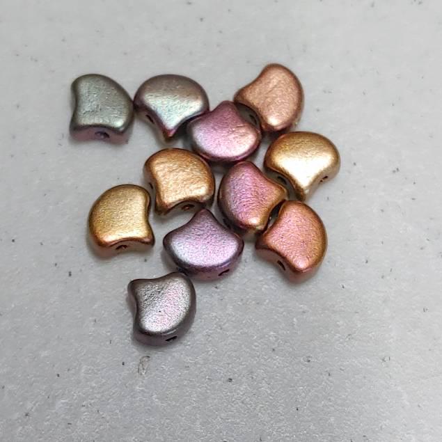 Ginko Bead Violet Rainbow, 2-hole Czech Glass beads, 00030-01640 20 Grams- Color Error