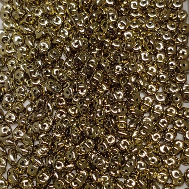 SuperDuo Full Light Amber, Czech Glass 2-hole bead 2.5x5mm-26440, 30.9 grams