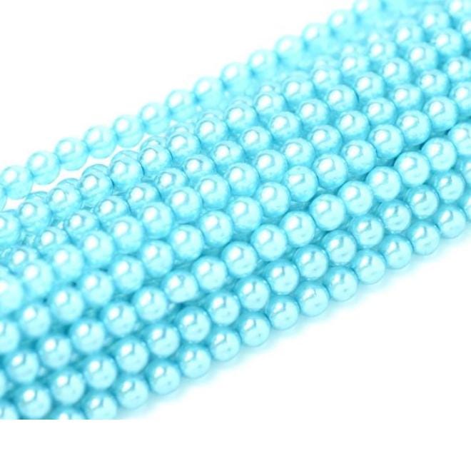 3mm Crystal Pearl Aqua-Round, Czech Glass Beads