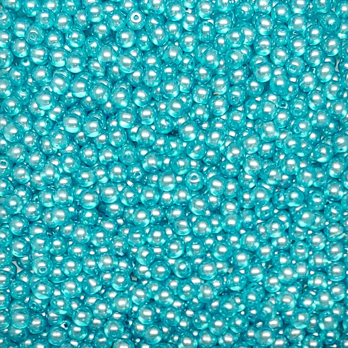 3mm Crystal Pearl Aqua-Round, Czech Glass Beads