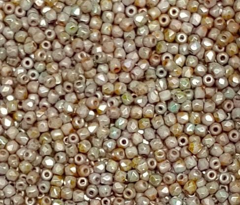 True 2MM White Blue Luster, Fire Polish Czech Glass, 100 Beads