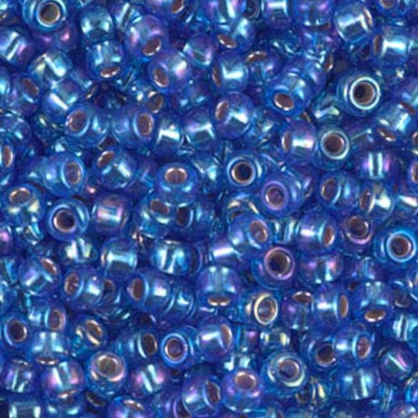 Silverlined Sapphire AB Miyuki round seed bead in color 1019 size 8.