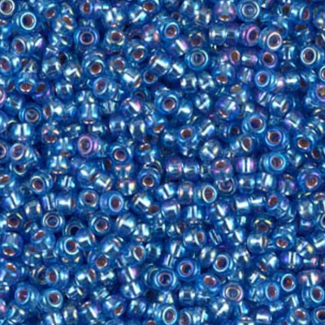 Silverlined Sapphire AB Miyuki round seed bead in color 1019 size 11.