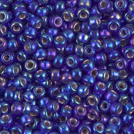 Silverlined Cobalt AB Miyuki round seed bead in color 1020 size 8.