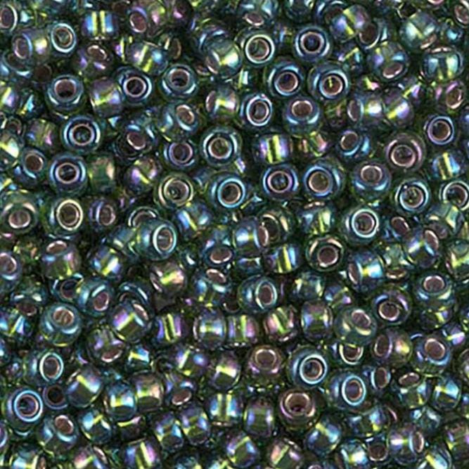 Silverlined Olive AB Miyuki round seed bead in color 1026 size 8.