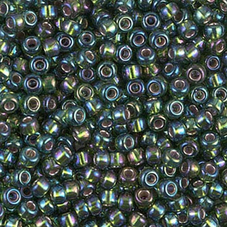Silverlined Olive AB Miyuki round seed bead in color 1026 size 8.
