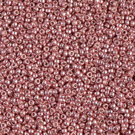 15/0 Duracoat Galvanized Miyuki Seed Bead, Dark Coral, 4209