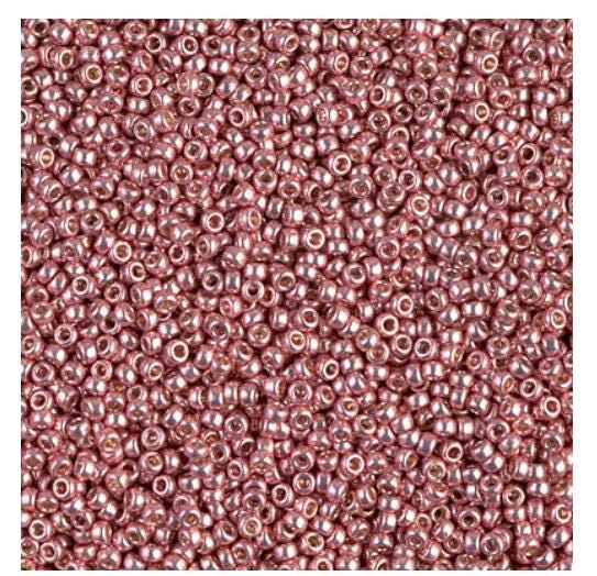 15/0 Duracoat Galvanized Miyuki Seed Bead, Dark Coral, 4209