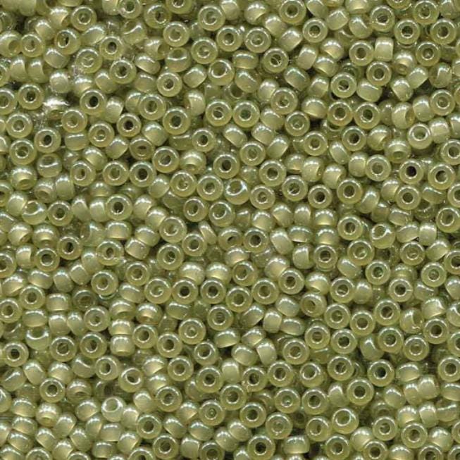 Translucent Celery Miyuki round seed bead in color 2374 size 11.