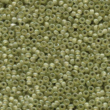 Translucent Celery Miyuki round seed bead in color 2374 size 11.