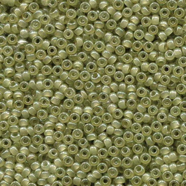 Translucent Celery Miyuki round seed bead in color 2374 size 11.