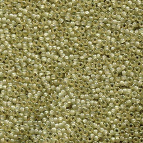 Translucent Celery Miyuki round seed bead in color 2374 size 15.