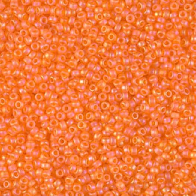 11/0 Matte Transparent Orange AB, Miyuki Seed Bead 138FR
