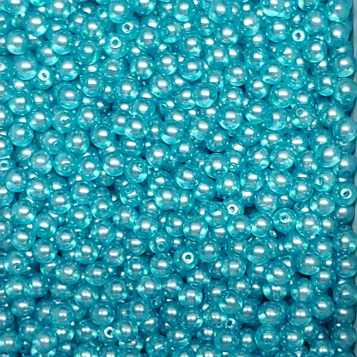 4mm Crystal Pearl Aqua-Round, Czech Glass Beads