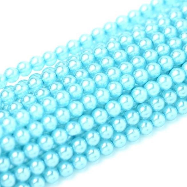4mm Crystal Pearl Aqua-Round, Czech Glass Beads