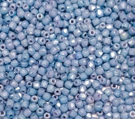 True 2MM Baby Blue Luster, Fire Polish Czech Glass, 100 Beads