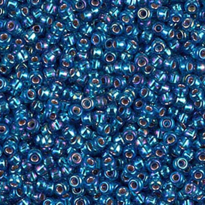 Silverlined Capri Blue AB Miyuki  round seed bead in color 1025 size 11.