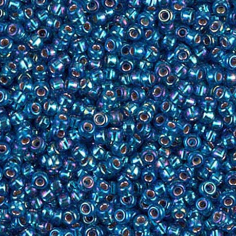 Silverlined Capri Blue AB Miyuki  round seed bead in color 1025 size 11.