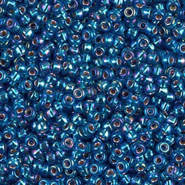 Silverlined Capri Blue AB Miyuki  round seed bead in color 1025 size 11.