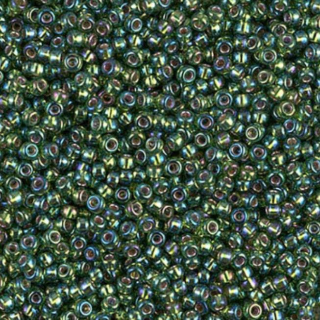 Silverlined Olive AB Miyuki round seed bead color 1026 size 11.