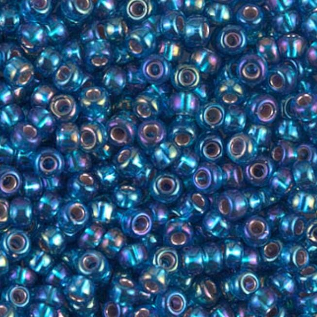Silverlined Capri Blue AB Miyuki round seed bead in color 1025 size 8.