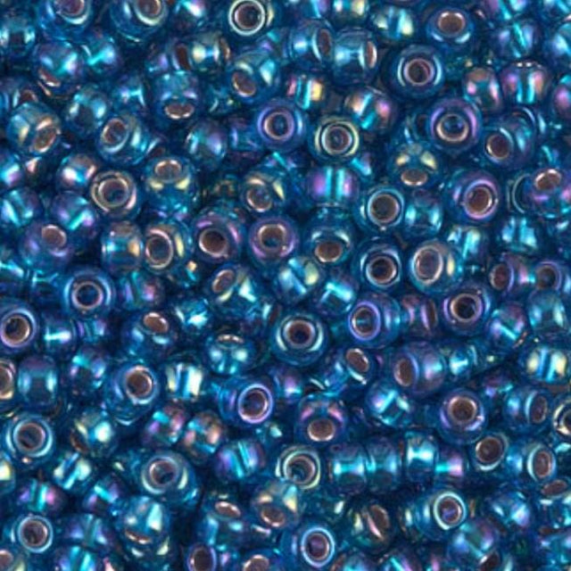 Silverlined Capri Blue AB Miyuki round seed bead in color 1025 size 8.