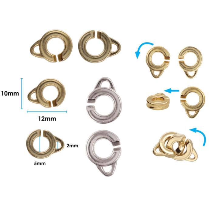 Twist Clasp 1-Strand, Silver Plate or Gold Plated Round Clasp, 12 x 6 MM Quantity 1