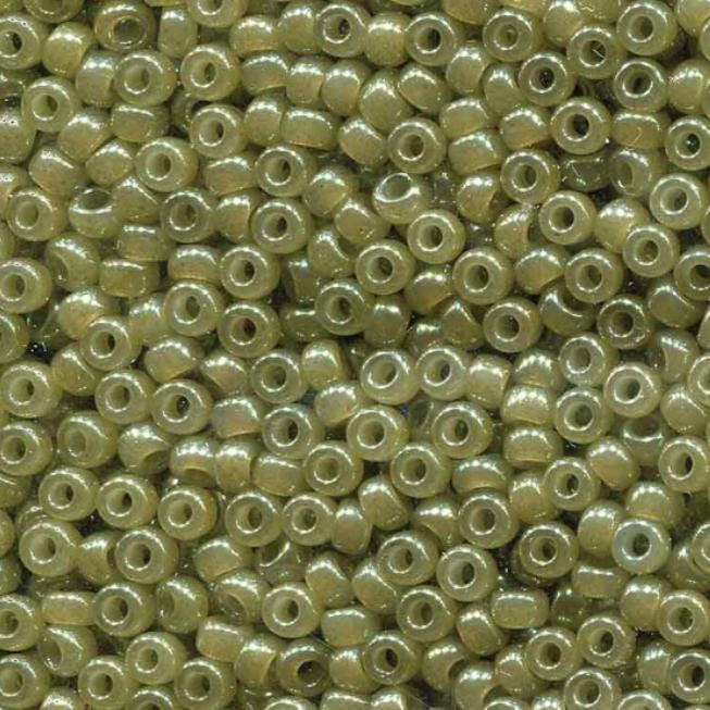 Translucent Celery Miyuki round seed bead in color 2374 size 8.
