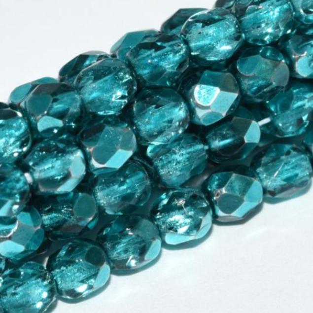 2MM Crystal Marine Metallic Ice, Fire Polish Czech Glass, 00030/67642-50 Beads