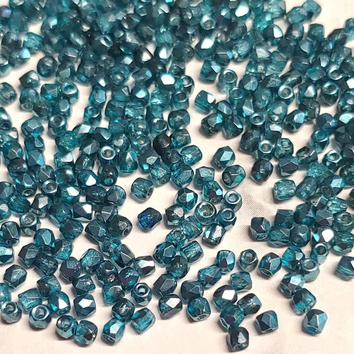2MM Crystal Marine Metallic Ice, Fire Polish Czech Glass, 00030/67642-50 Beads