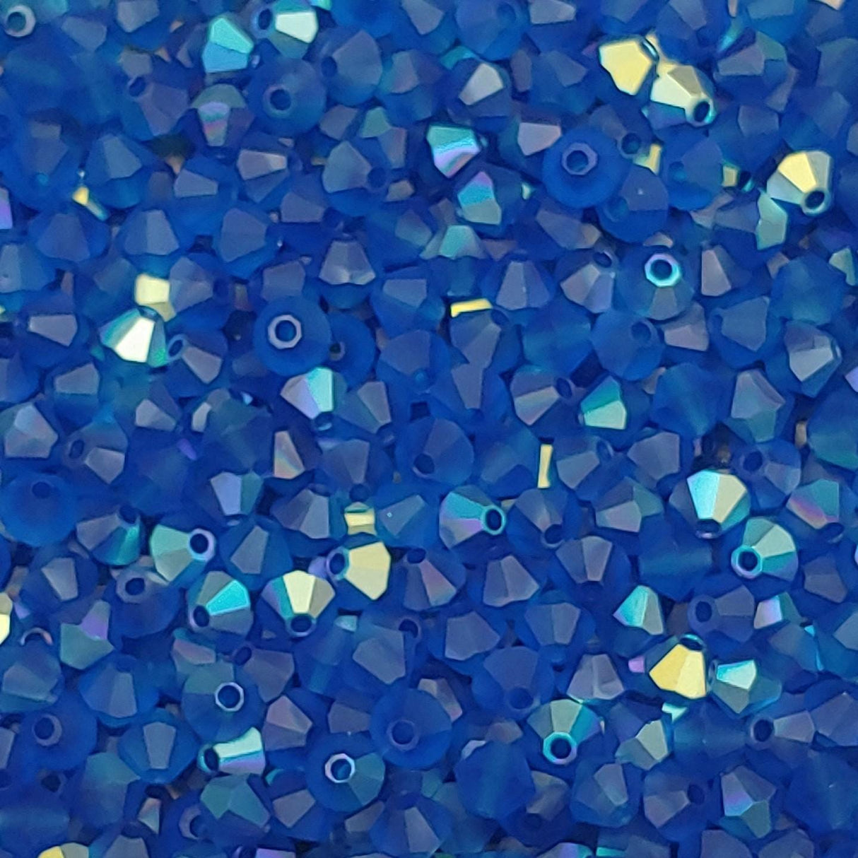 Preciosa 4mm Capri Blue AB Matte, Crystal Bicone - 36 pieces